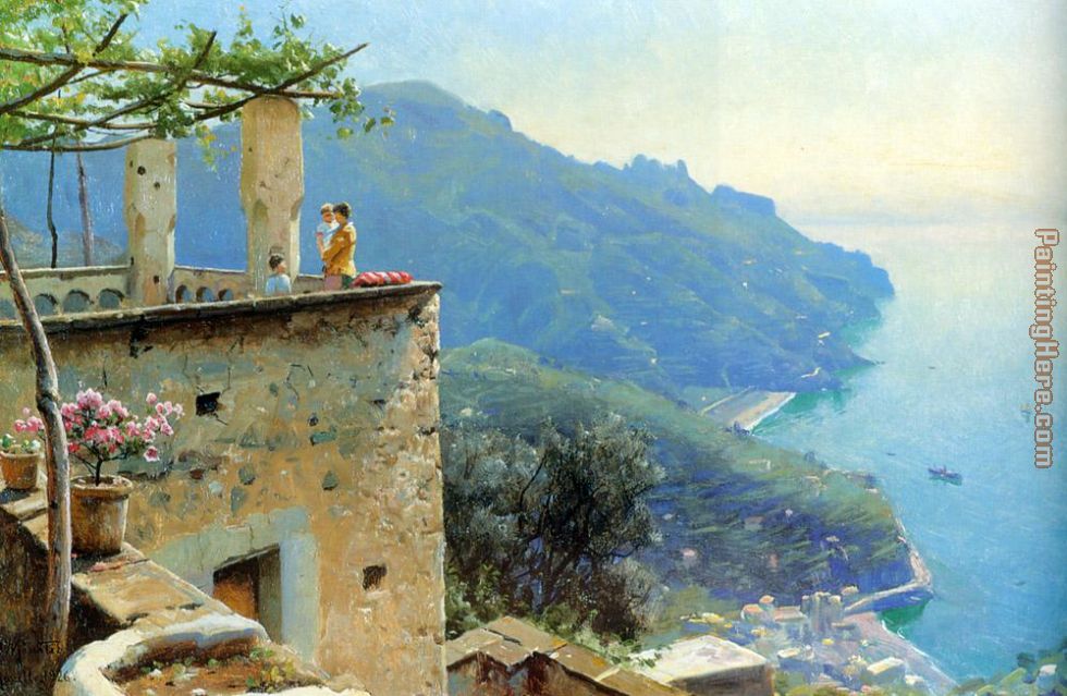 The Ravello Coastline painting - Peder Mork Monsted The Ravello Coastline art painting